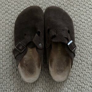 Birkenstock Dark Brown Suede Mules